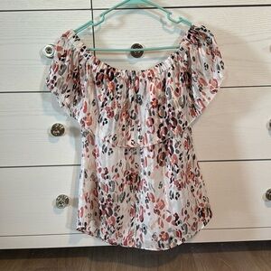 WHBM metallic off the shoulder top. Size 6. Fall colors.